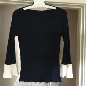 Fancy round neck tee with ruffle trim